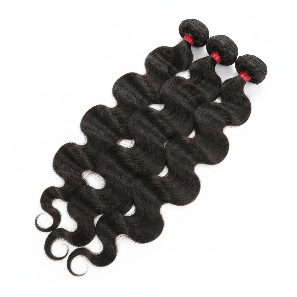 Body wave hair bundle in natural black