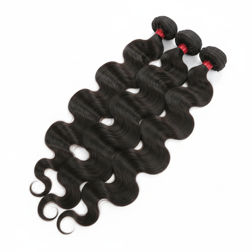 Body wave hair bundle in natural black
